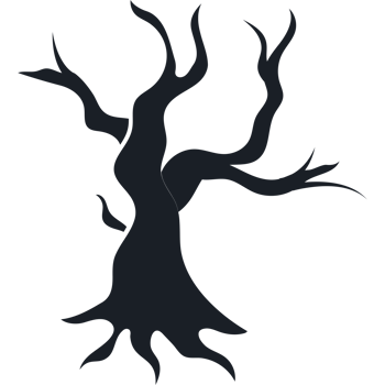 A black silhouette of a tree with no leaves png