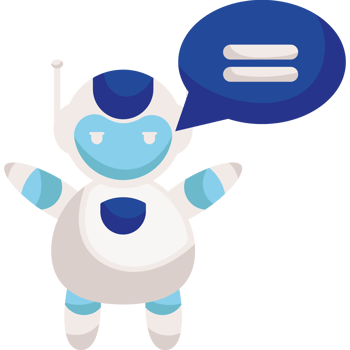 A robot with speech bubble and a blue speech bubble png