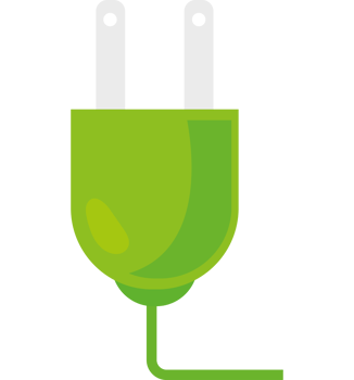 Green plug with two white wires png