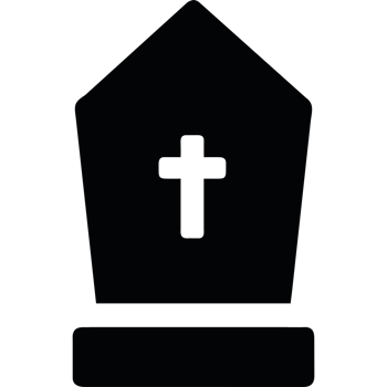 A black coffin with a cross on top png