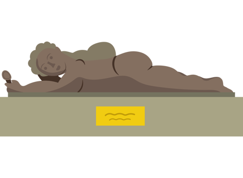 A statue of a woman laying on a bed png