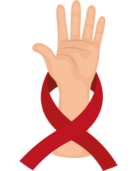 A hand with a red ribbon around it png