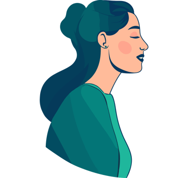 A woman with her eyes closed and her hair in a ponytail png