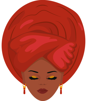 An illustration of a woman with a red turban png