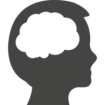 A silhouette of a person's head with a brain in it png