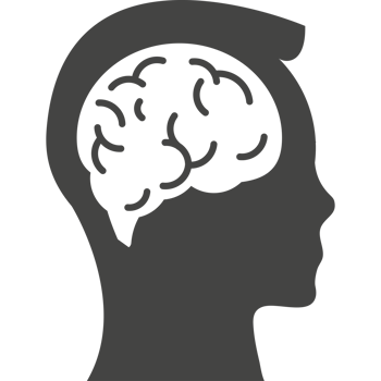 A silhouette of a man's head with a brain in it png