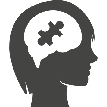 A silhouette of a woman's head with a puzzle piece in it png
