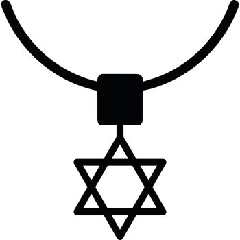 Jewish star of david necklace icon on a transparent background png