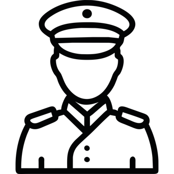 A black and white silhouette of a man in uniform png