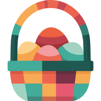 Easter basket with eggs in it png