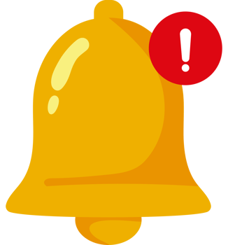 A yellow bell with an exclamation mark on it png