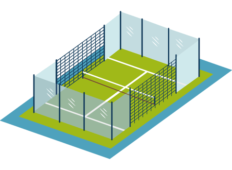 An illustration of a tennis court with a net png