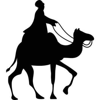 A silhouette of a man riding a camel icon on a transparent background png