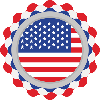 An american flag badge with a ribbon around it png
