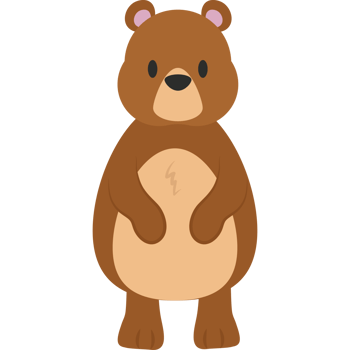 A cartoon brown bear standing up png