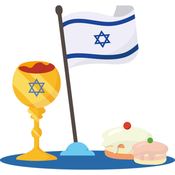 Israel flag and cake with cup png