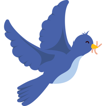 Blue bird with a beak in its mouth png