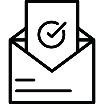 Email icon with a check mark on it png
