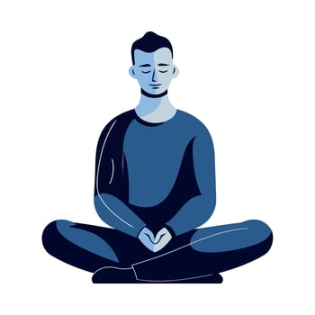 Man meditating in lotus position vector