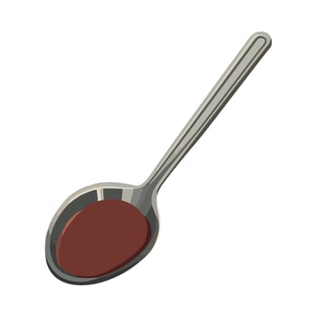 A spoon with red liquid in it on a white background vector