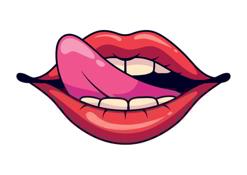 A cartoon woman's mouth with pink tongue vector