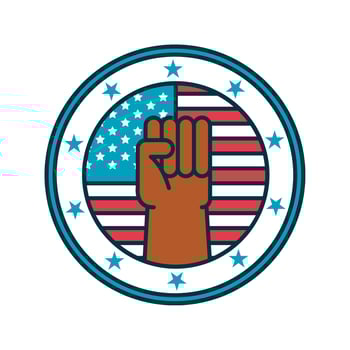 An american flag with a fist in the center vector