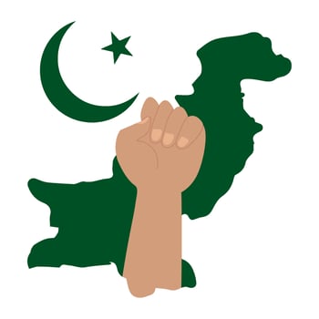 Pakistan flag and hand illustration vector