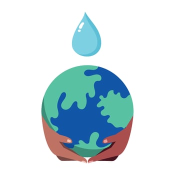 Save water earth and water drop illustration vector