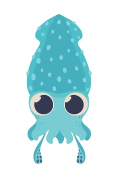 An octopus with big eyes and a blue hat vector
