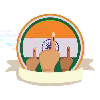 India election symbol with two hands and a finger vector