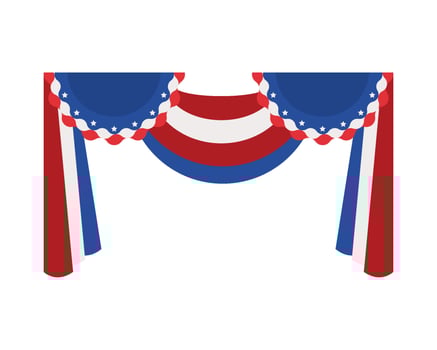 A patriotic curtain with red, white and blue stripes vector