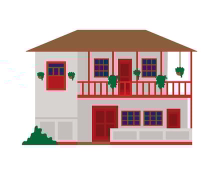 A house with a balcony and a balcony vector
