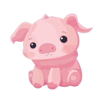 A cartoon pig sitting down on a white background vector