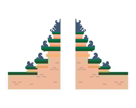 Two statues of a man and a woman on top of a building vector