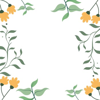 Floral frame with yellow and green leaves vector
