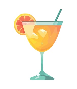 Orange cocktail with ice and lemon slice vector
