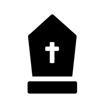 A black and white image of a grave with a cross on top vector