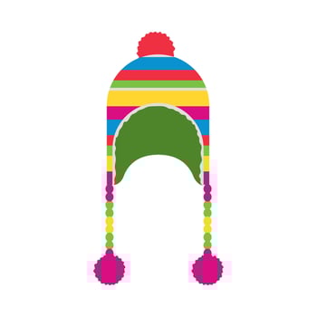 A colorful hat with pom poms on it vector