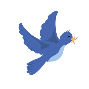A blue bird with a beak and wings vector