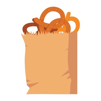 Pretzels in a paper bag illustration vector