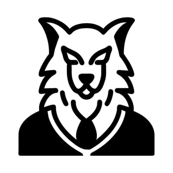 A black and white wolf head icon vector
