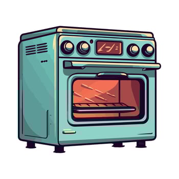 An old style oven with the door open vector