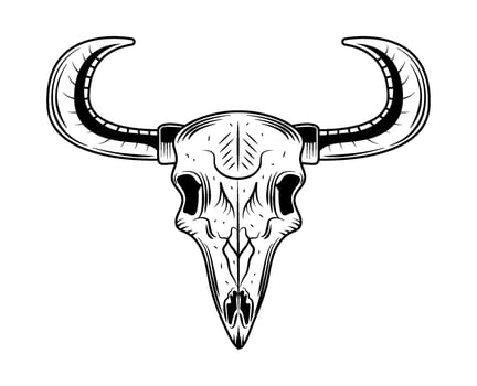 A bull skull with horns on a white background vector