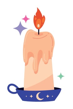 esoteric candle and moon icon isolated vector