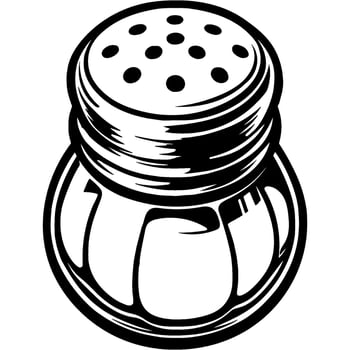 Glass kitchen salt shaker in monochrome. Simple minimalistic in black ink drawing on white background vector