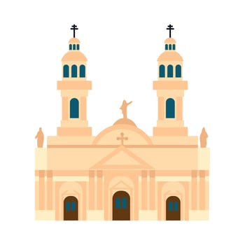 A church with two towers and a cross on top vector
