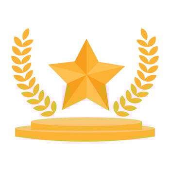 A star on a pedestal with laurel wreaths vector