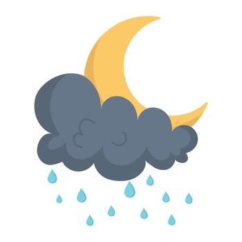 Rain cloud and moon illustration vector