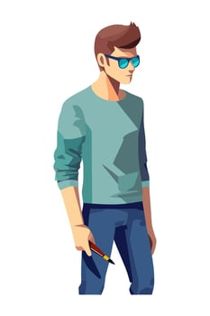 A cartoon man with sunglasses and a pen vector