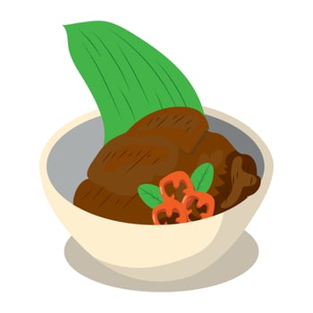 A bowl of food with a leaf on top vector